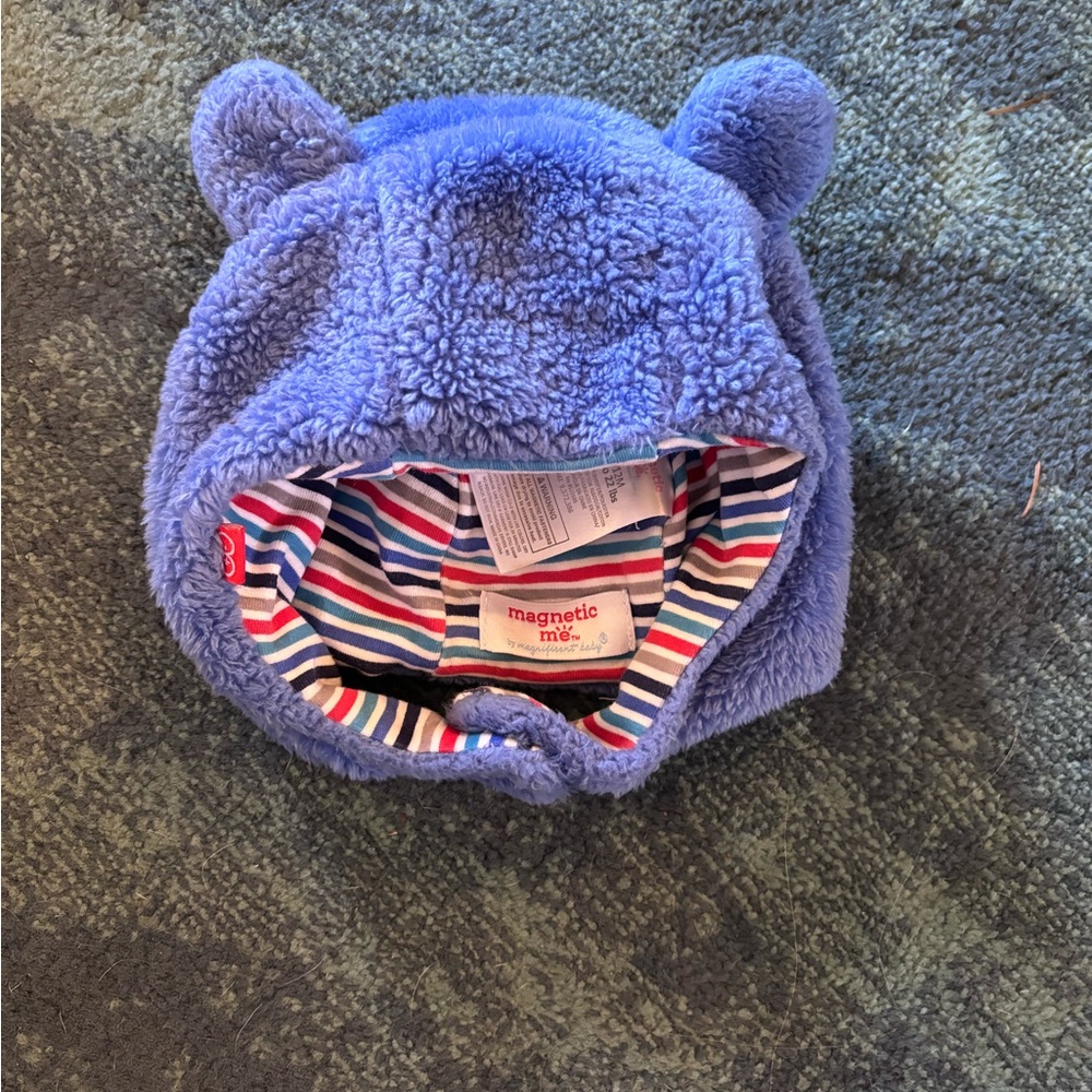 Magnetic Me Cozy Blue Baby Hat with Bear Ears